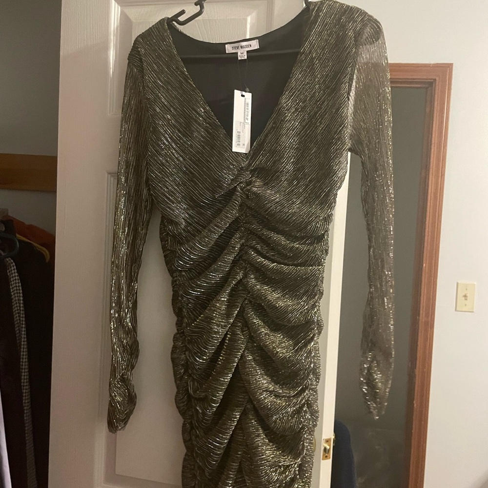 Gold and black mini dress